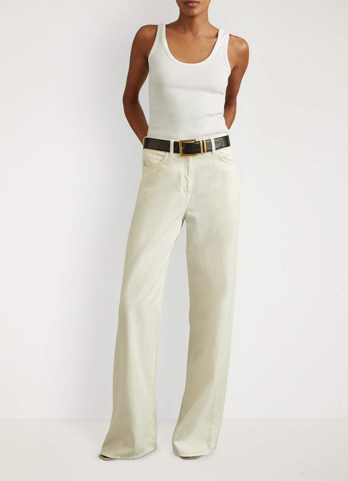 Reiss VIOLET Stretch-Cotton Ribbed Vest - detail wit