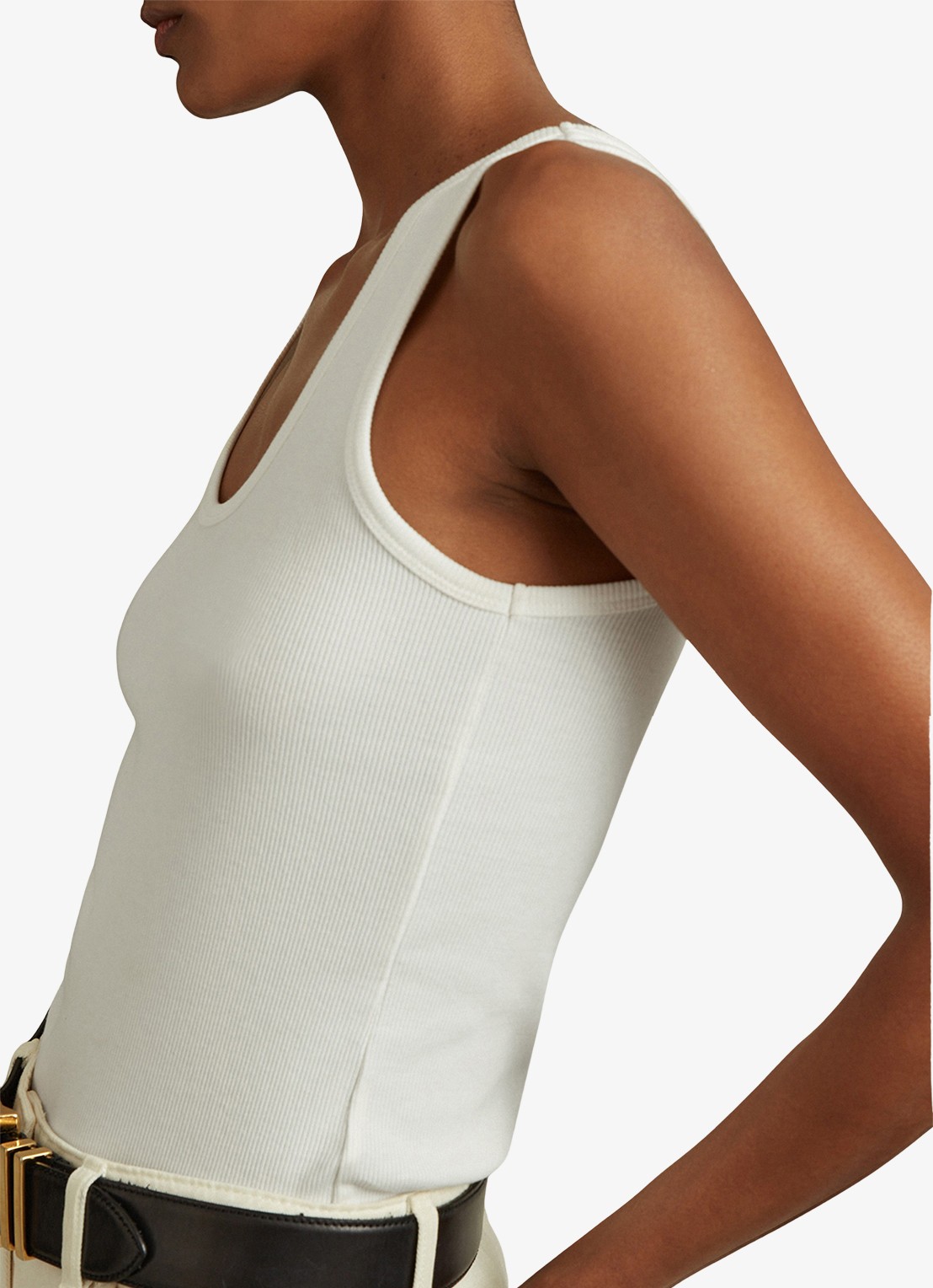 Reiss VIOLET Stretch-Cotton Ribbed Vest - detail 2 wit