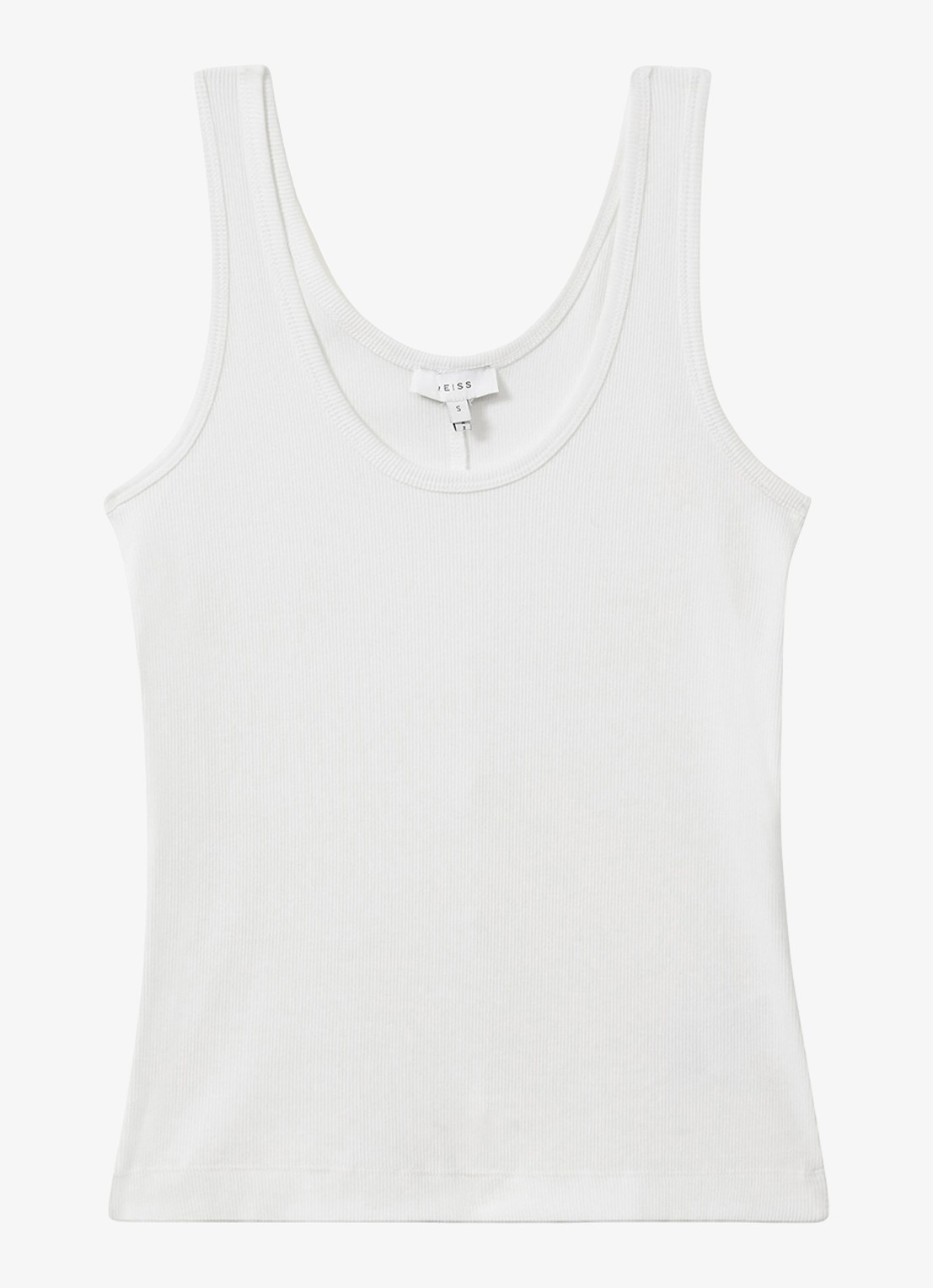 Reiss VIOLET Stretch-Cotton Ribbed Vest - voorkant 4 wit