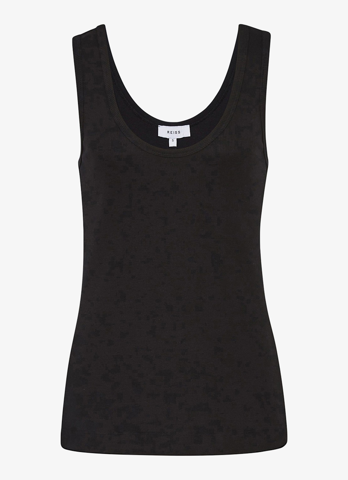 Reiss VIOLET Stretch-Cotton Ribbed Vest - voorkant 2 zwart