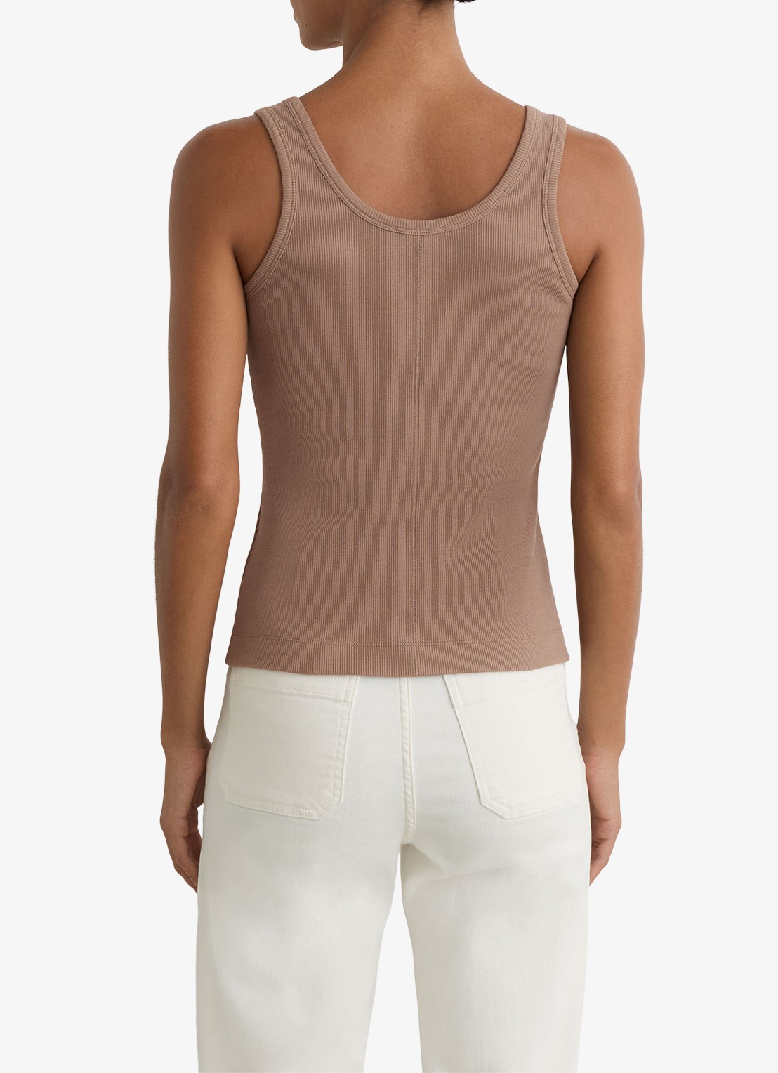 Reiss VIOLET Stretch-Cotton Ribbed Vest - achterkant beige