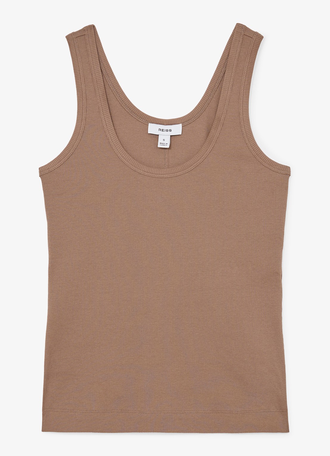 Reiss VIOLET Stretch-Cotton Ribbed Vest - voorkant 2 beige