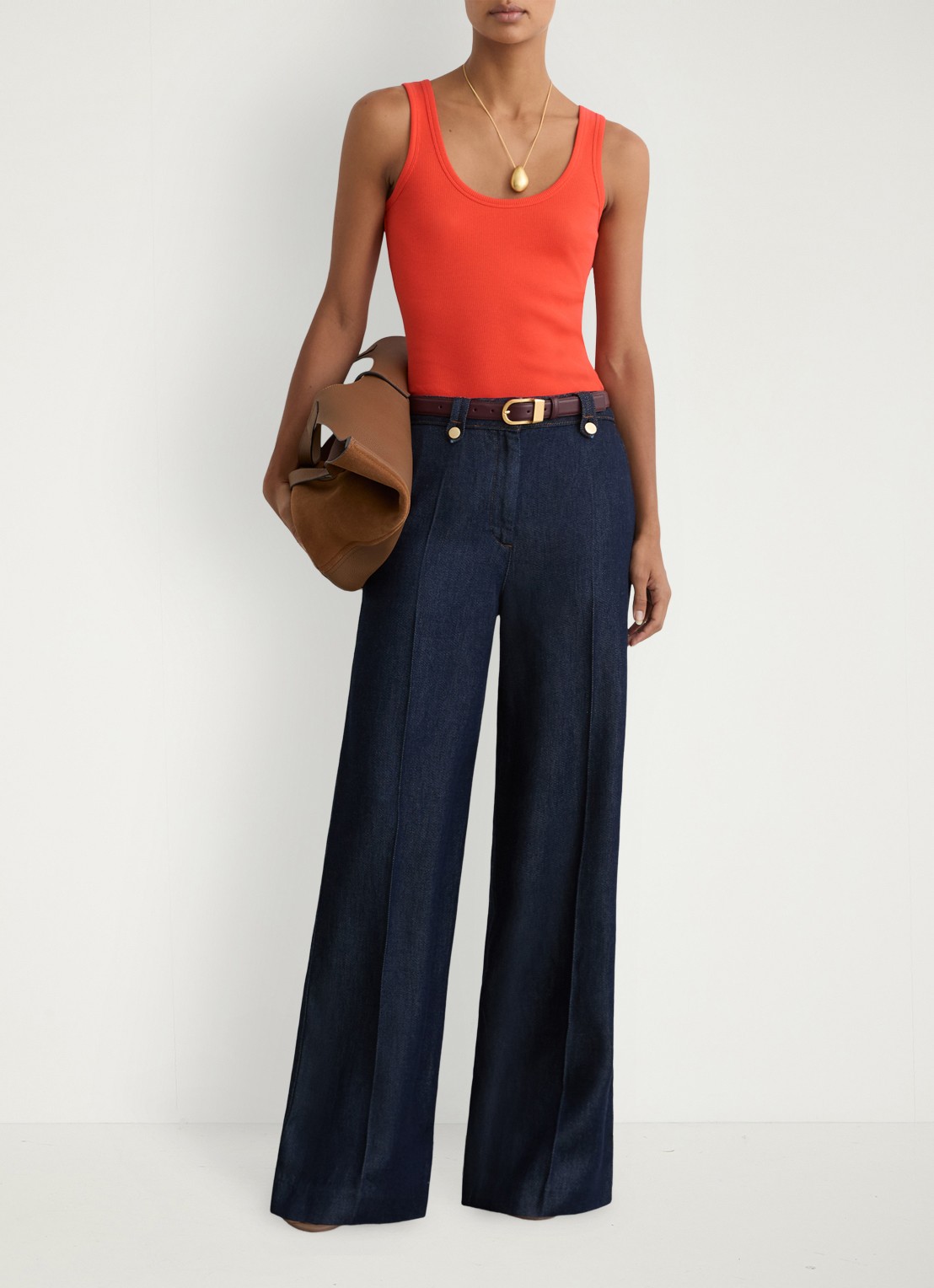 Reiss VIOLET Stretch-Cotton Ribbed Vest - detail 6 coral pink