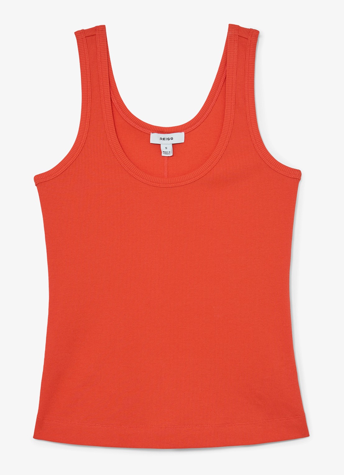 Reiss VIOLET Stretch-Cotton Ribbed Vest - voorkant 2 coral pink