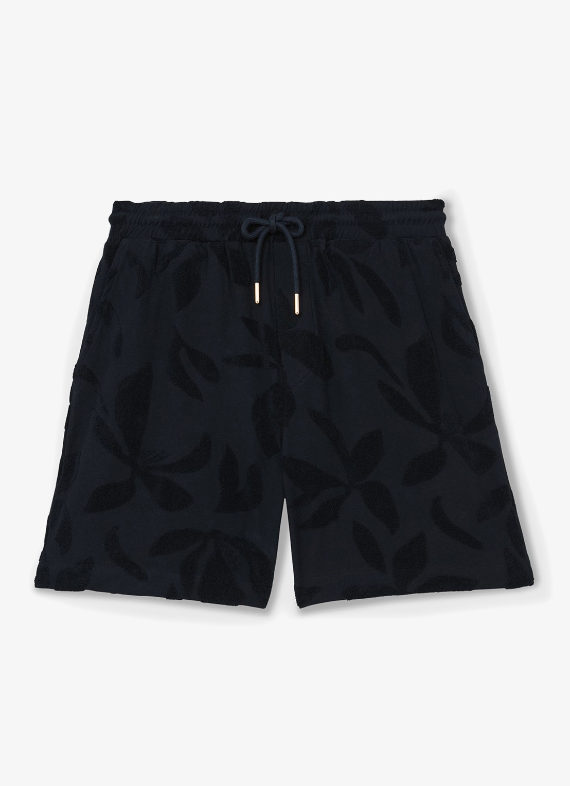 Reiss Voss straight fit korte broek van badstof - voorkant 4 donkerblauw