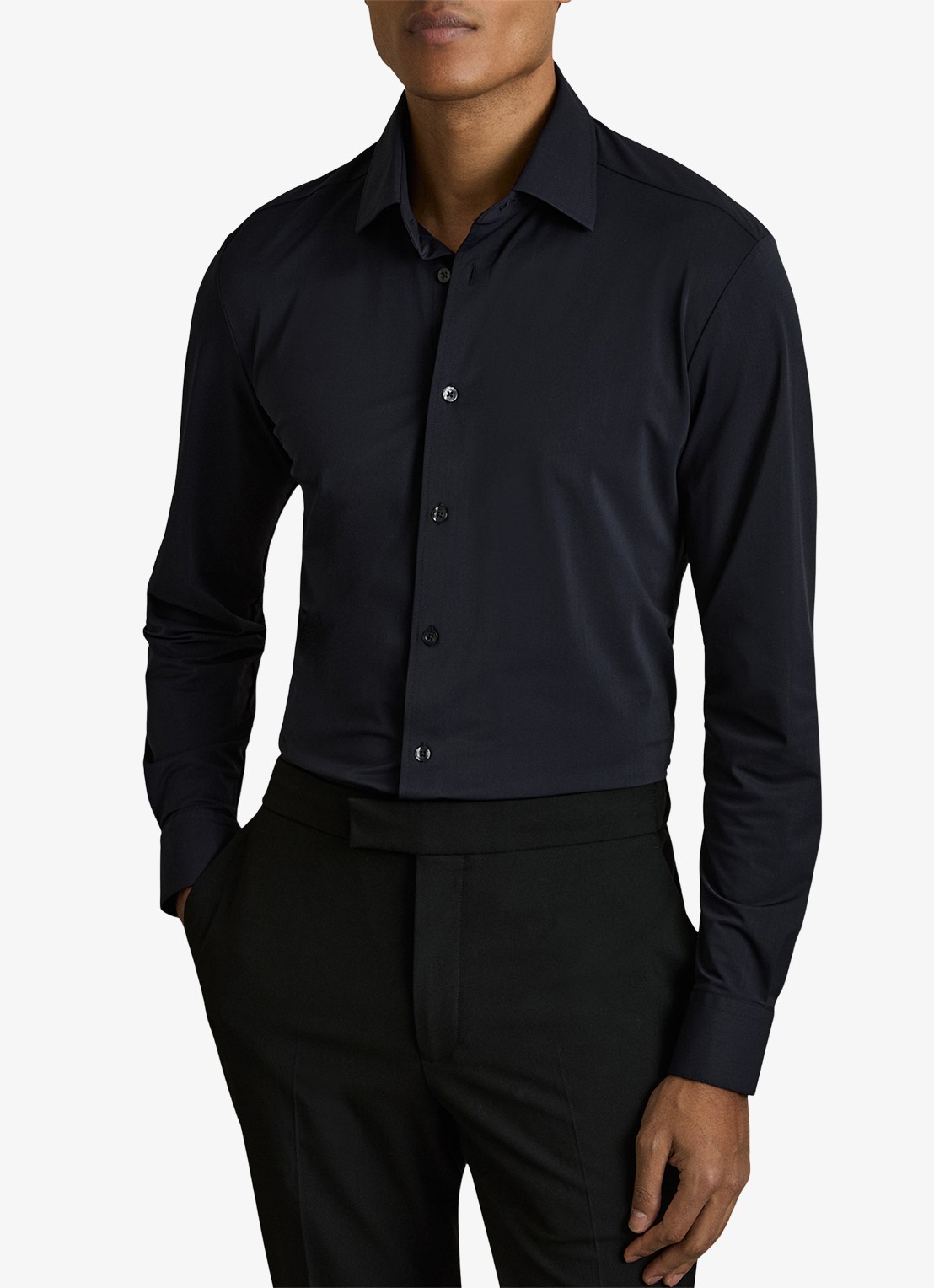 Reiss Voyager regular fit overhemd - detail 4 donkerblauw