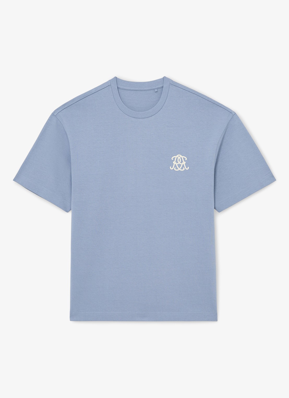 Reiss Walton T-shirt met logo- en backprint - voorkant lichtblauw