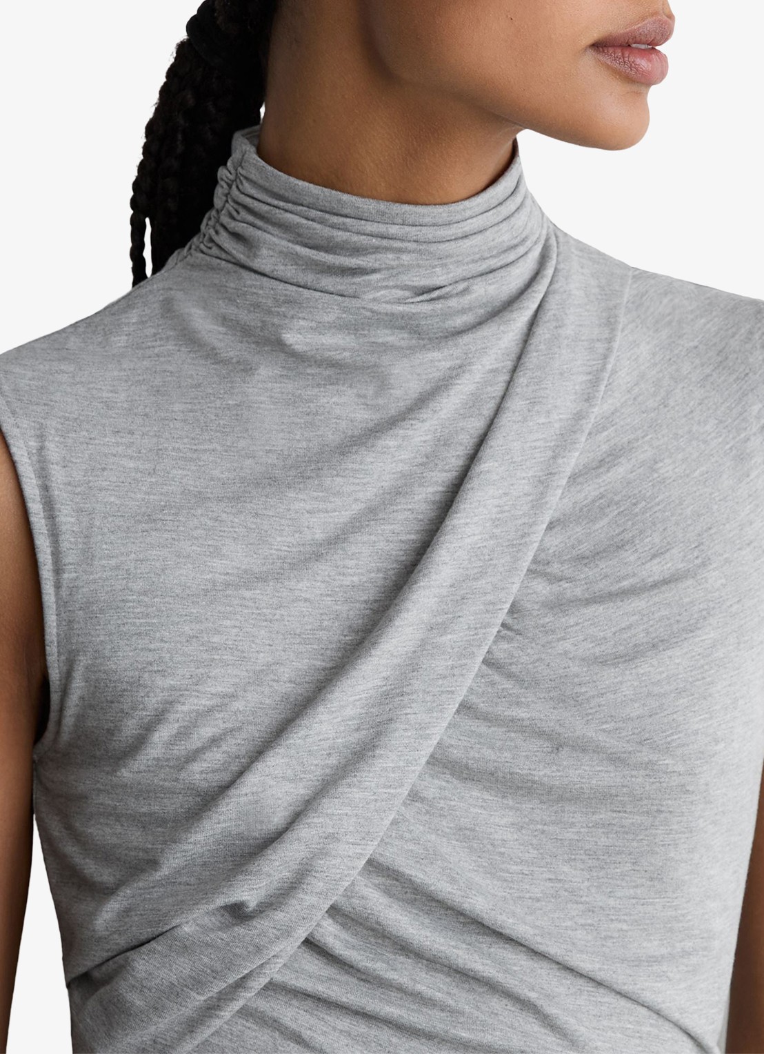 Reiss Wanda top met plooien - detail 3 grey marl / grijs