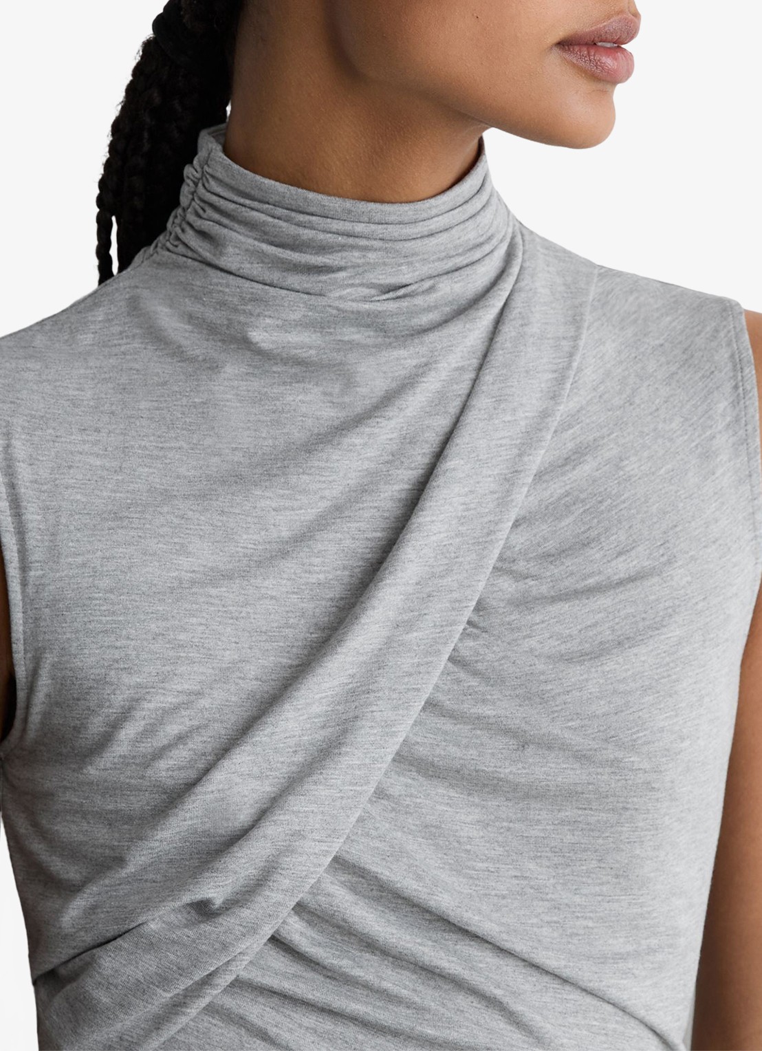 Reiss Wanda top met plooien - detail 6 grey marl / grijs