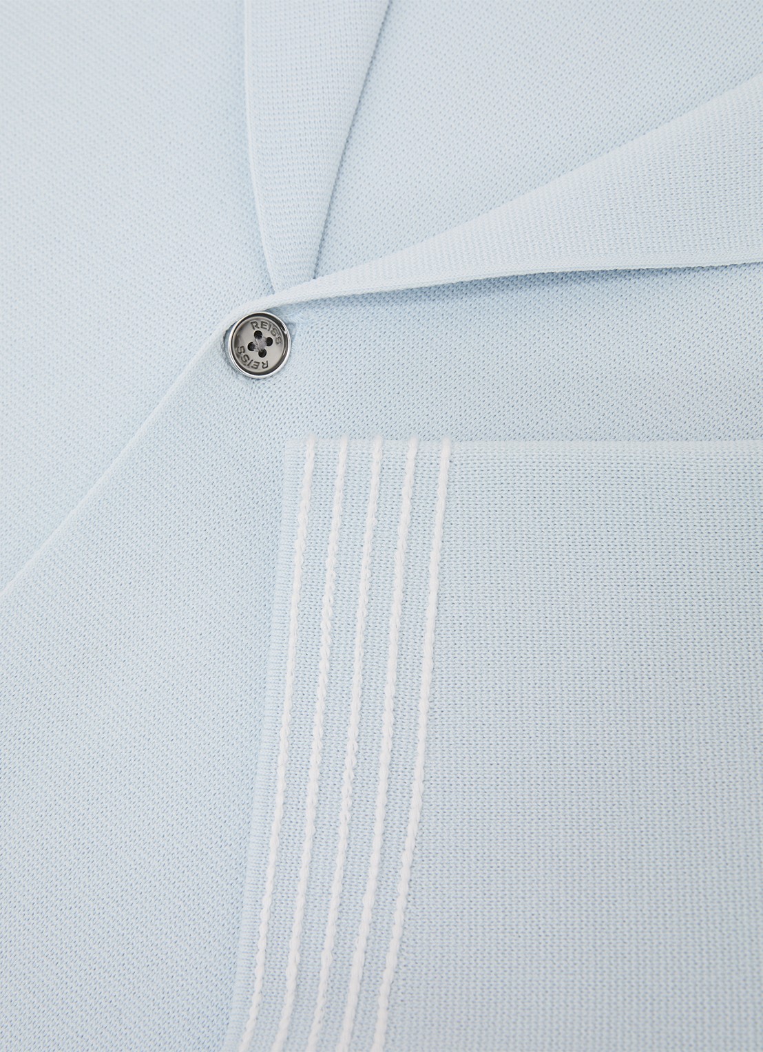 Reiss WANDSWORTH Stitch-Detail Cuban-Collar Knit Shirt - detail 6 lichtblauw