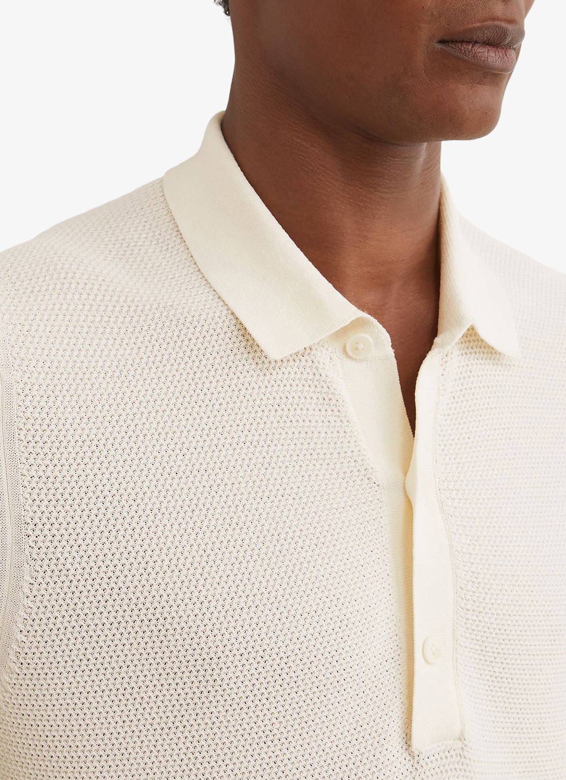Reiss Warren grofgebreide regular fit polo - detail 3 gebroken wit