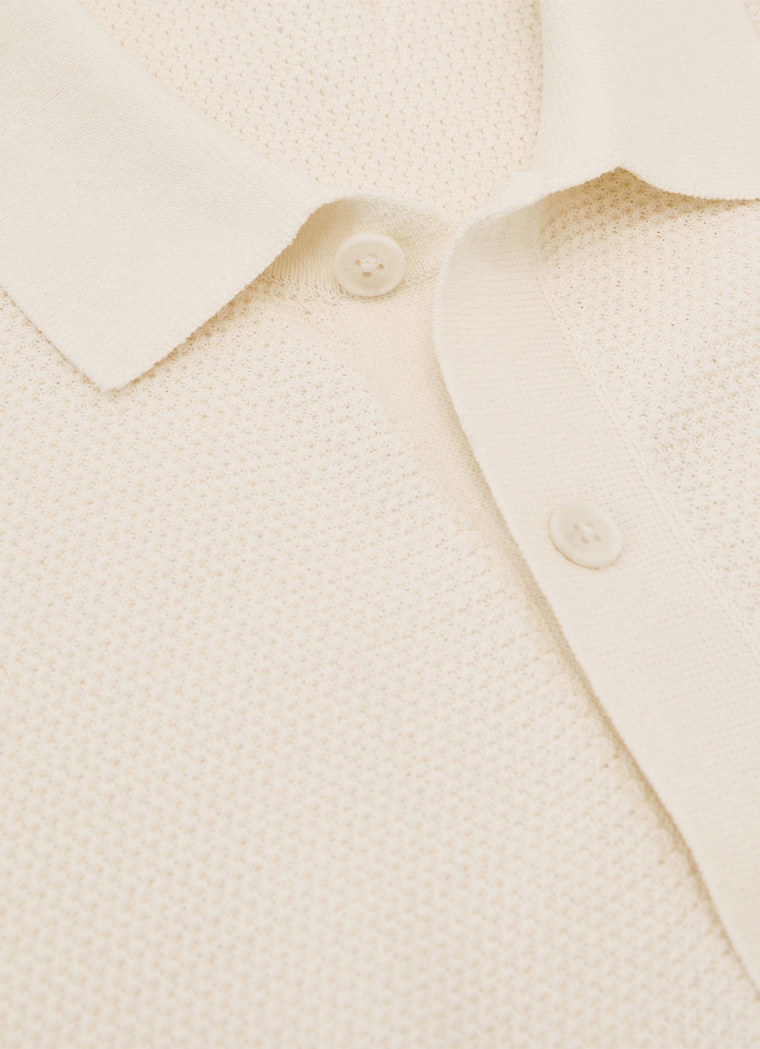 Reiss Warren grofgebreide regular fit polo - detail 4 gebroken wit