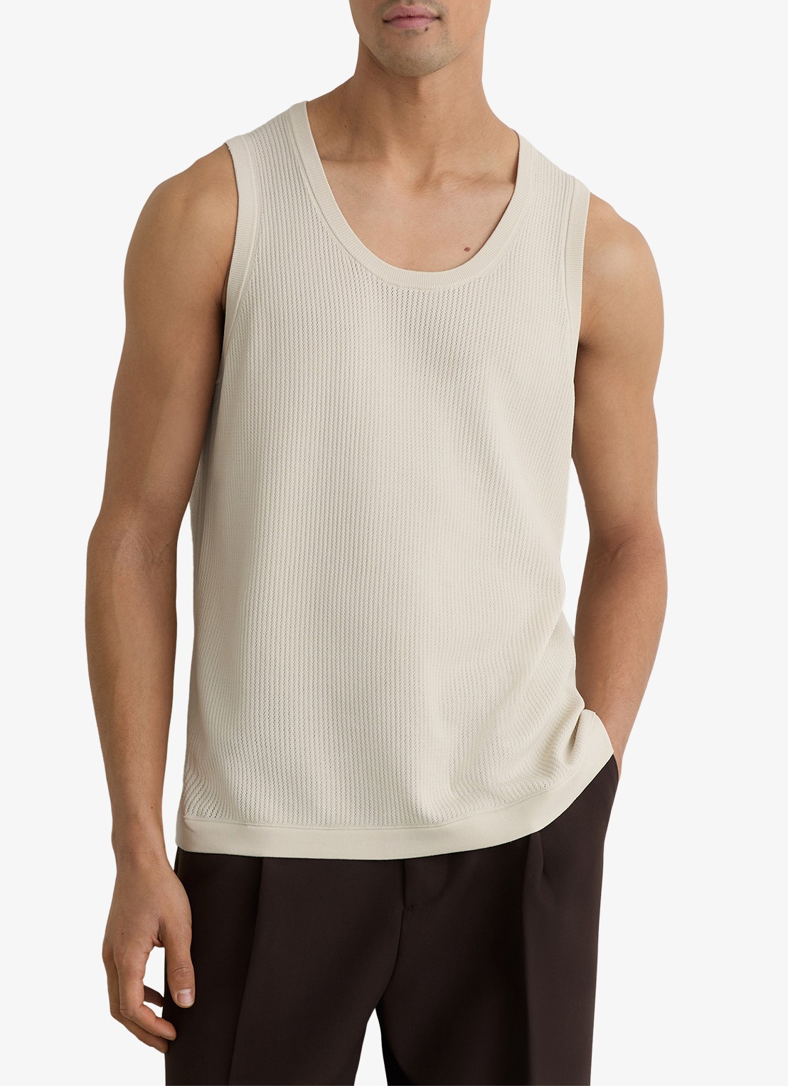 Reiss Watson singlet met structuur - detail 3 gebroken wit