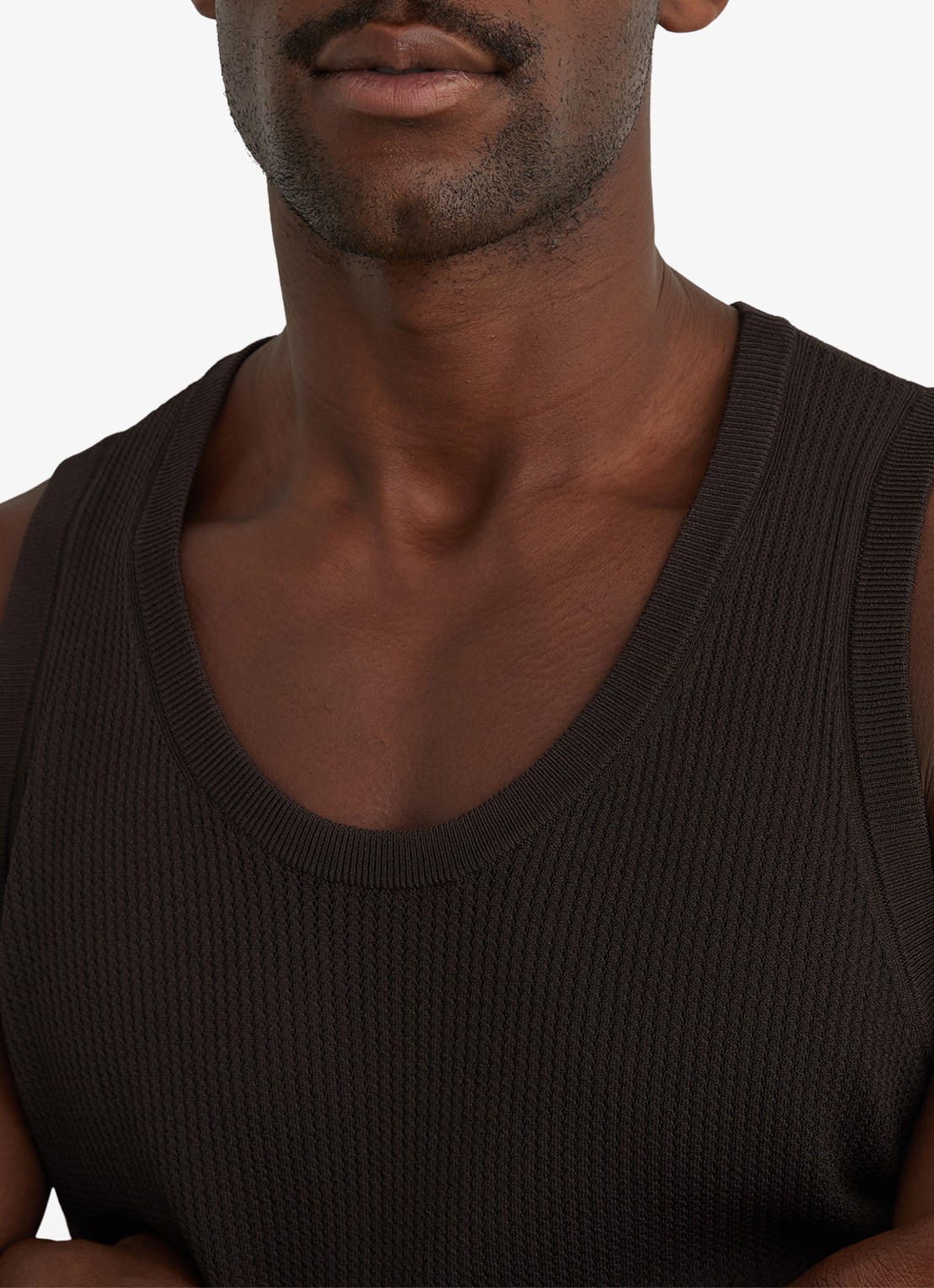 Reiss Watson singlet met structuur - detail 2 chocoladebruin