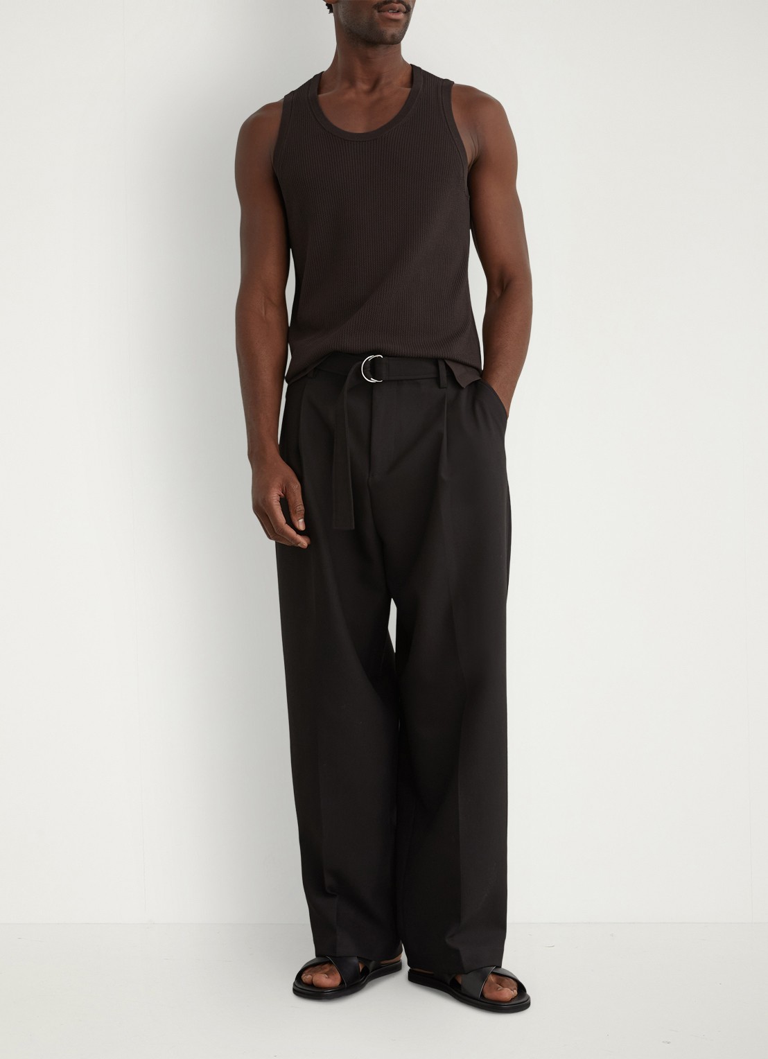 Reiss Watson singlet met structuur - voorkant 7 chocoladebruin