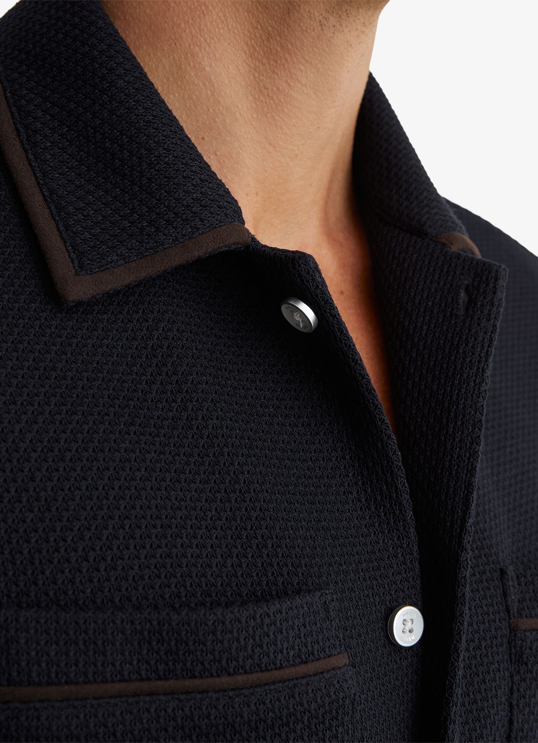 Reiss Weaver overhemd met borstzak - detail 3 donkerblauw