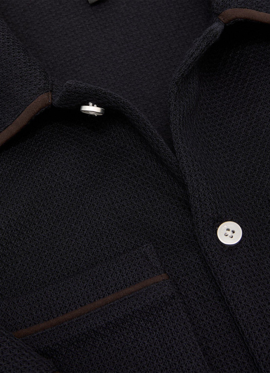Reiss Weaver overhemd met borstzak - detail 4 donkerblauw