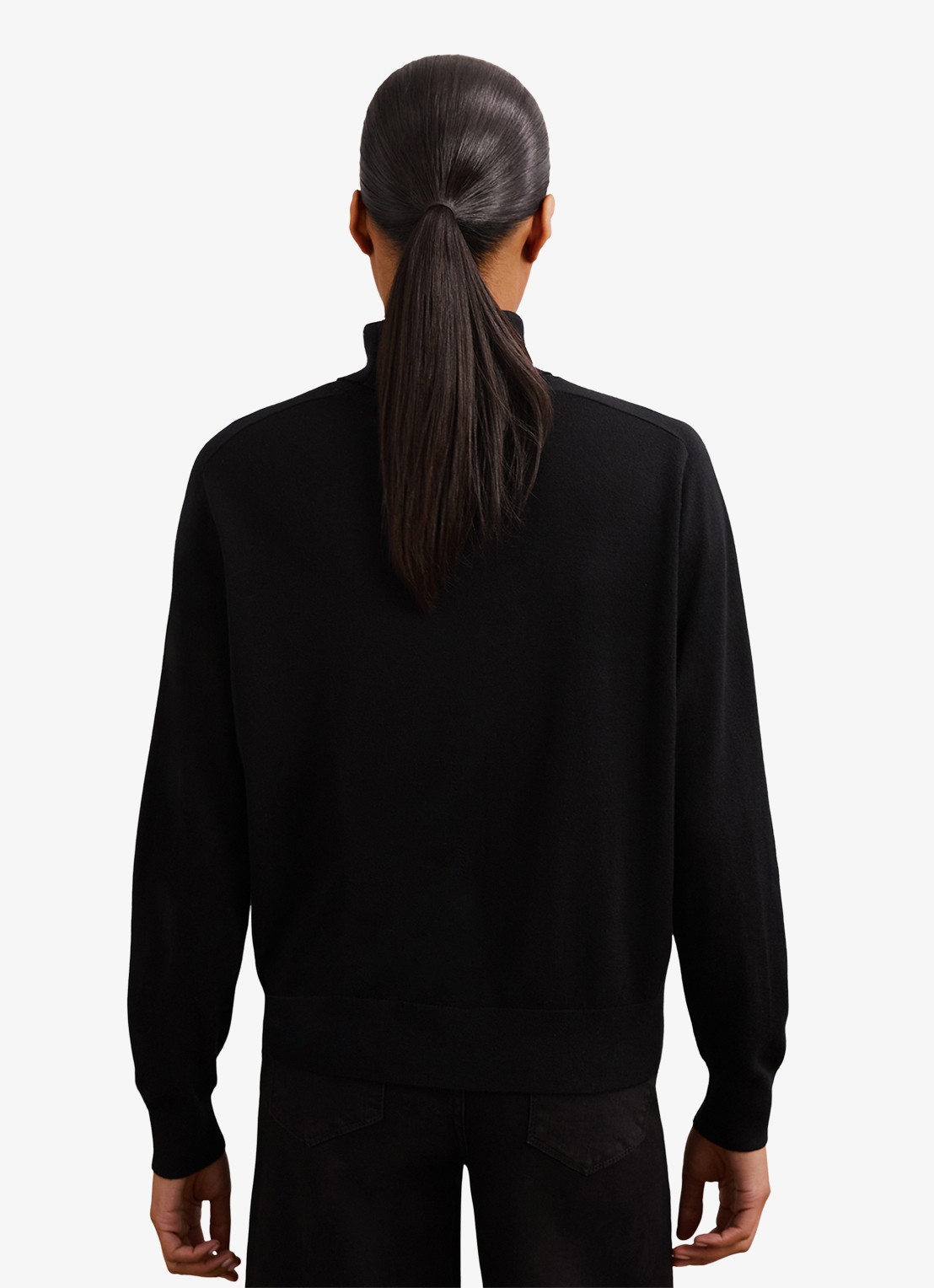 Reiss Wendy fijngebreide trui van wol met col - achterkant 6 black / zwart