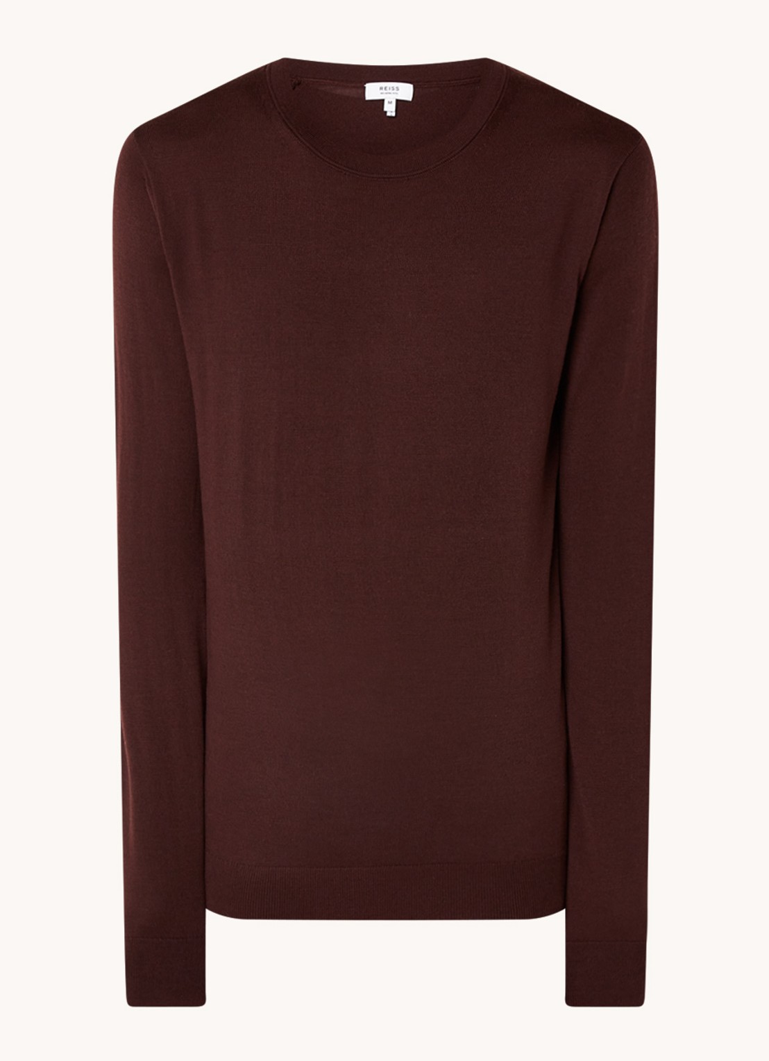 Reiss Wessex fijngebreide pullover van wol - voorkant 3 bordeauxrood