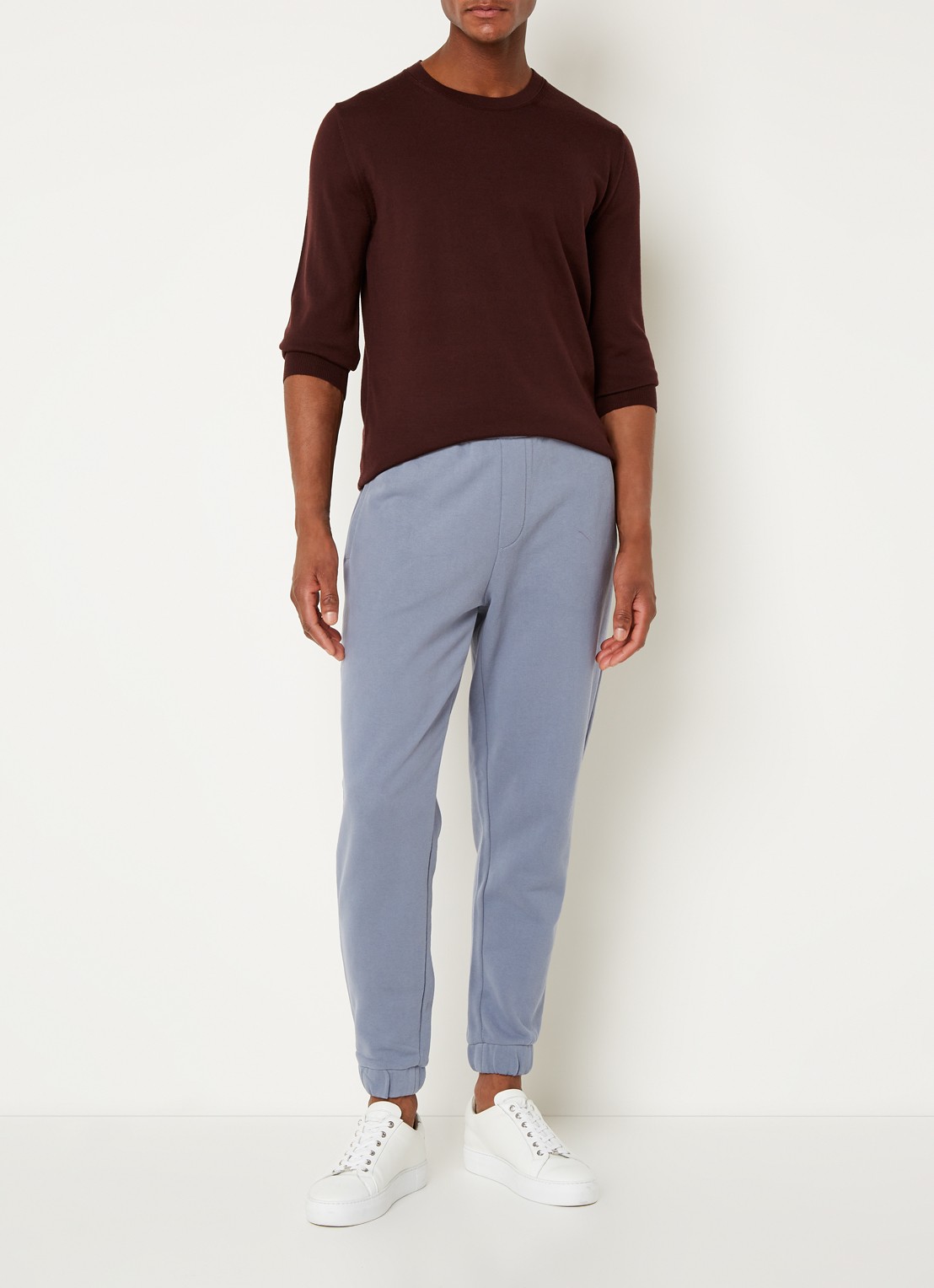 Reiss Wessex fijngebreide pullover van wol - voorkant 4 bordeauxrood