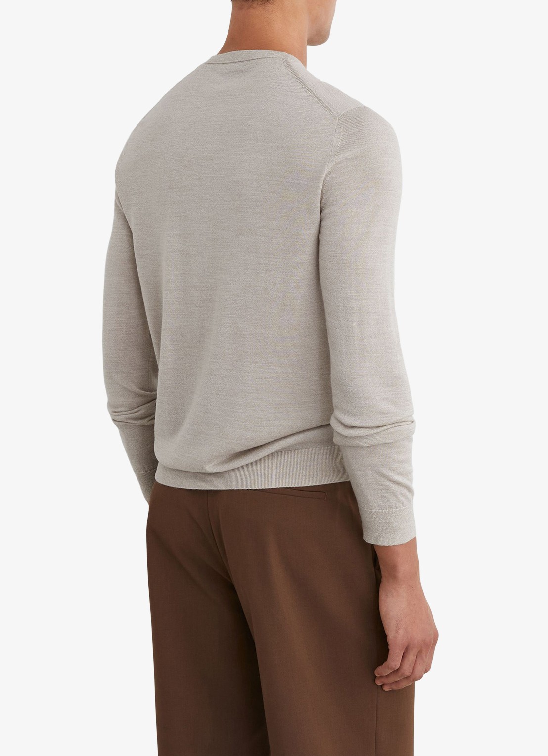 Reiss Wessex fijngebreide trui van merino wol  - achterkant 3 beige