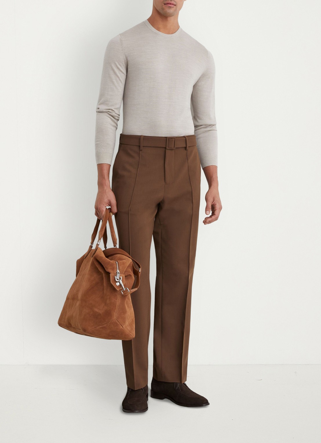 Reiss Wessex fijngebreide trui van merino wol  - voorkant 5 beige