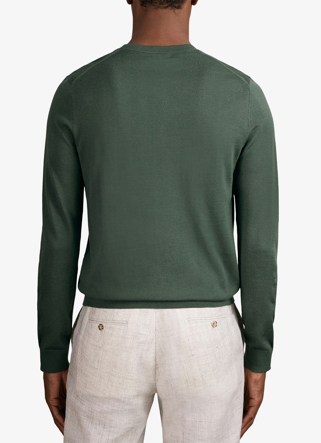 Reiss Wessex merino wol trui met ronde hals - achterkant donkergroen