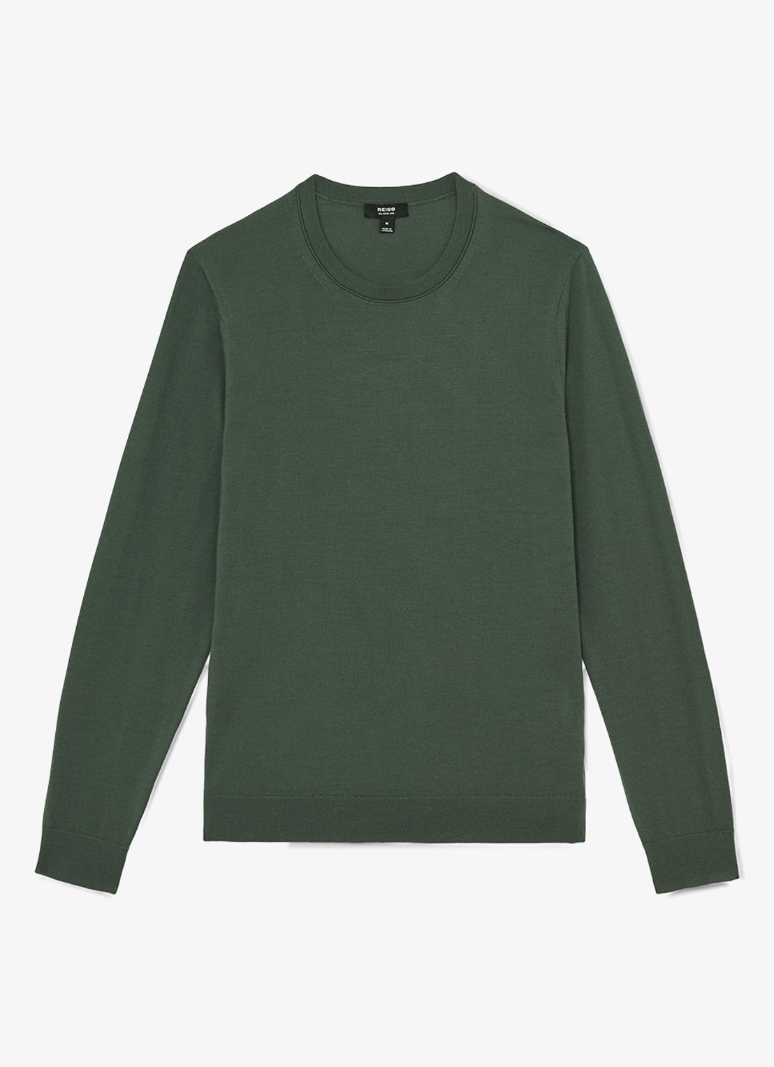 Reiss Wessex merino wol trui met ronde hals - voorkant 2 donkergroen