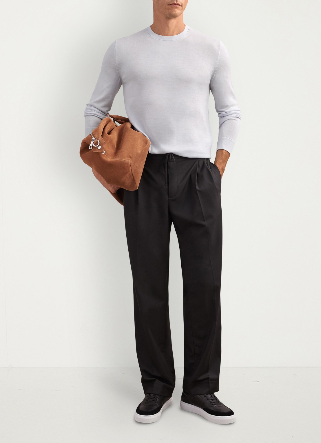 Reiss Wessex sweater van merino wol - voorkant 5 lichtblauw
