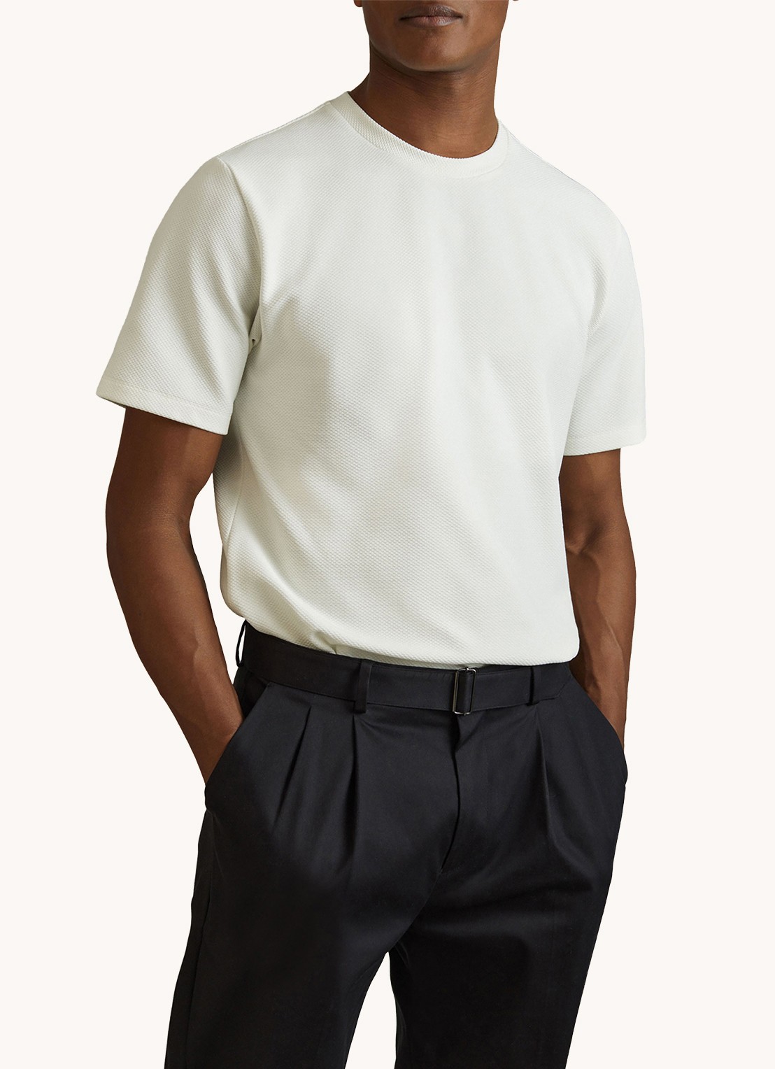 Reiss Wick T-shirt met structuur - detail wit