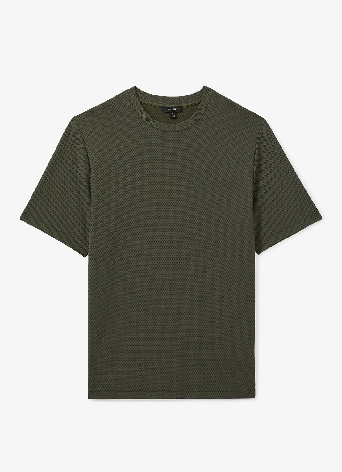 Reiss Wick T-shirt met structuur - voorkant bronsgroen
