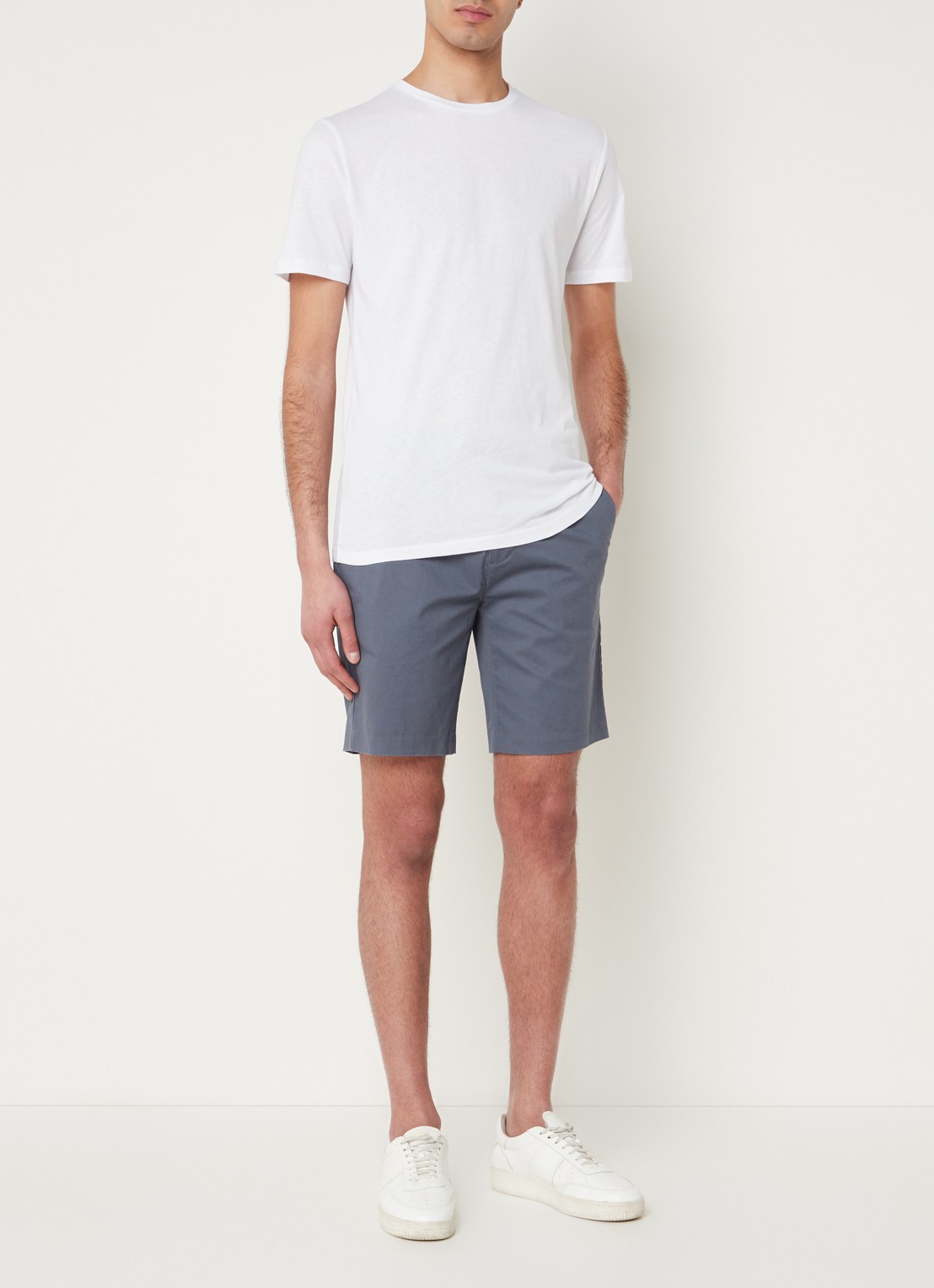 Reiss Wicket straight fit korte chino met steekzakken  - voorkant 2 staalblauw