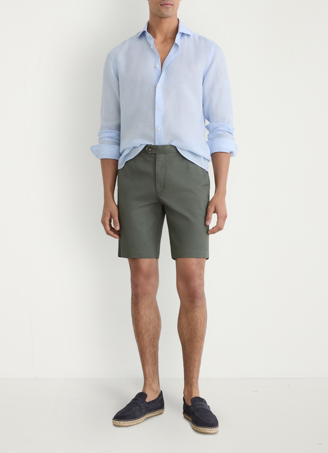 Reiss Wicket straight fit korte chino met steekzakken - voorkant 3 groen