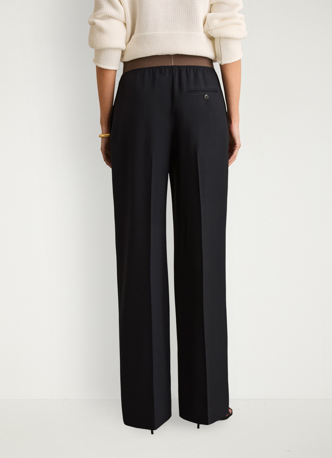 Reiss Wilde mid waist wide fit pantalon met steekzakken - achterkant 6 donkerblauw