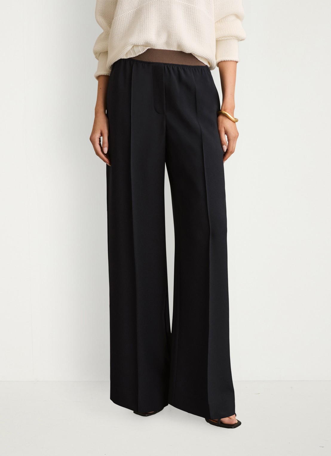 Reiss Wilde mid waist wide fit pantalon met steekzakken - detail 3 donkerblauw