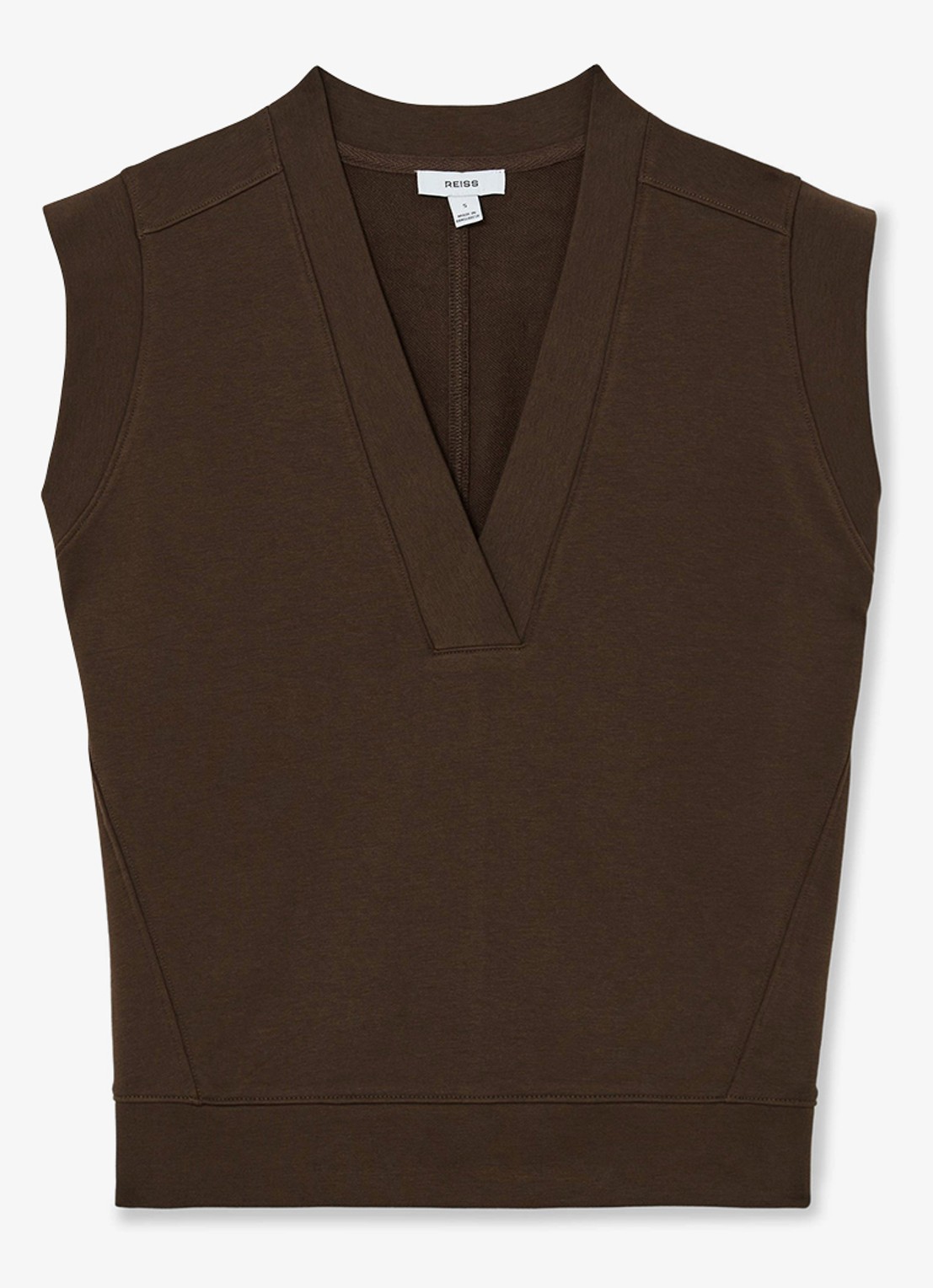 Reiss Willa top met V-hals - voorkant 5 chocoladebruin