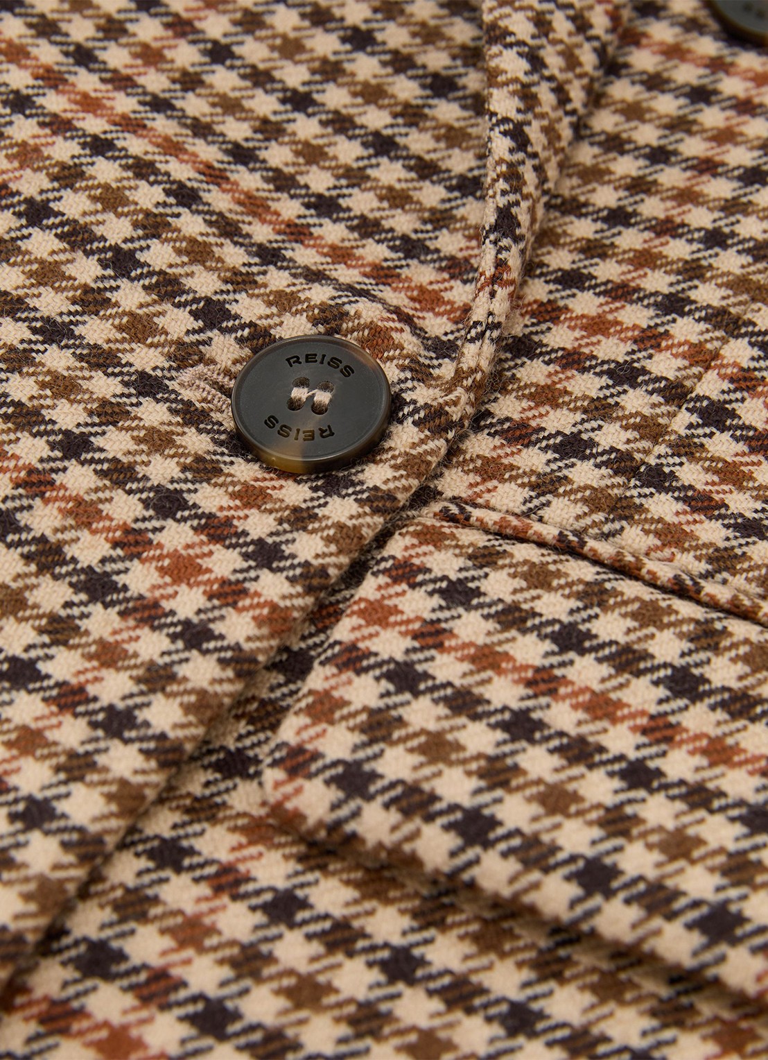 Reiss Willow double-breasted blazer van wol met pied-de-poule dessin - detail 7 lichtbruin