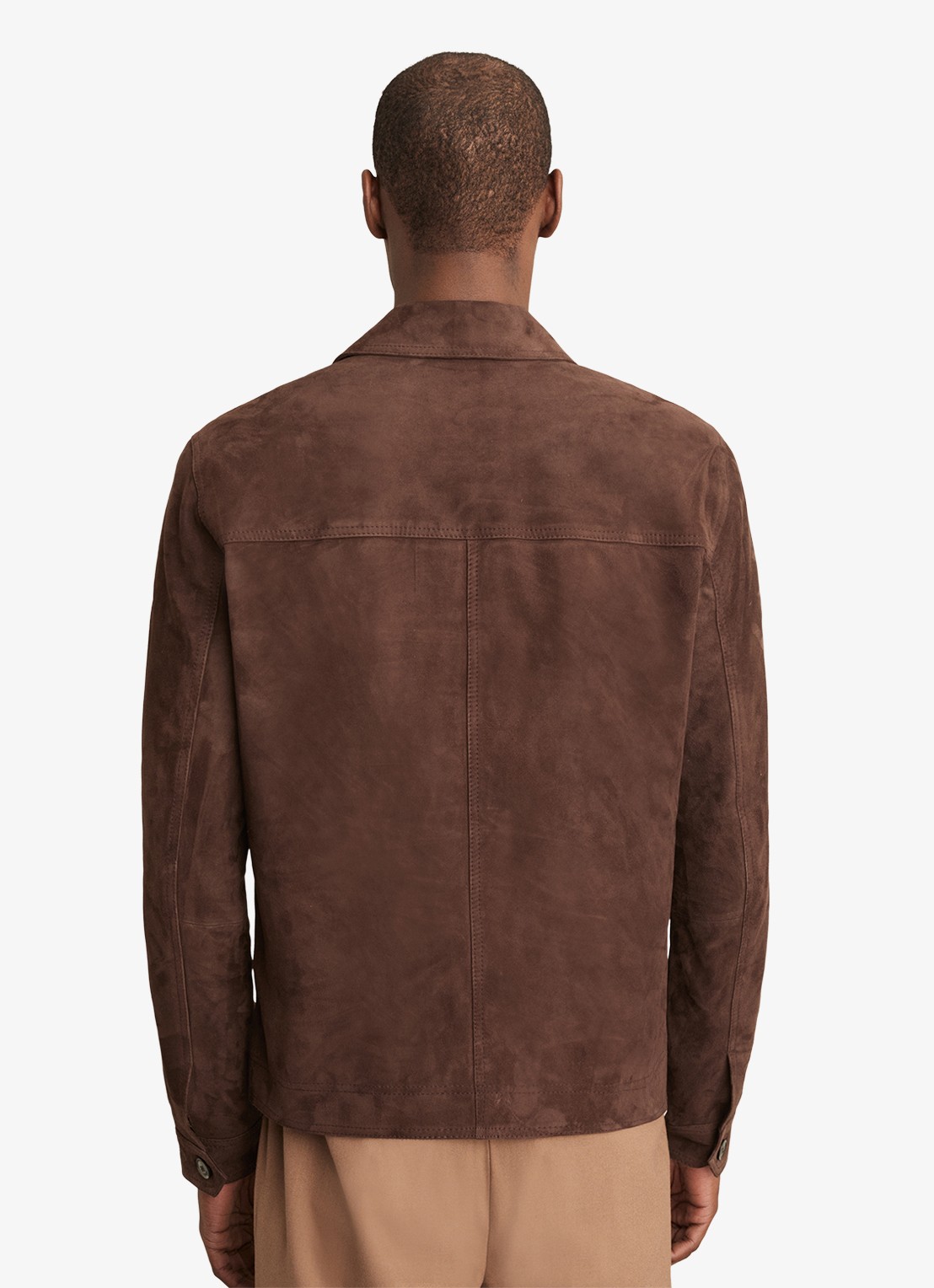 Reiss Wilstead lerenjas van suède - achterkant chocoladebruin