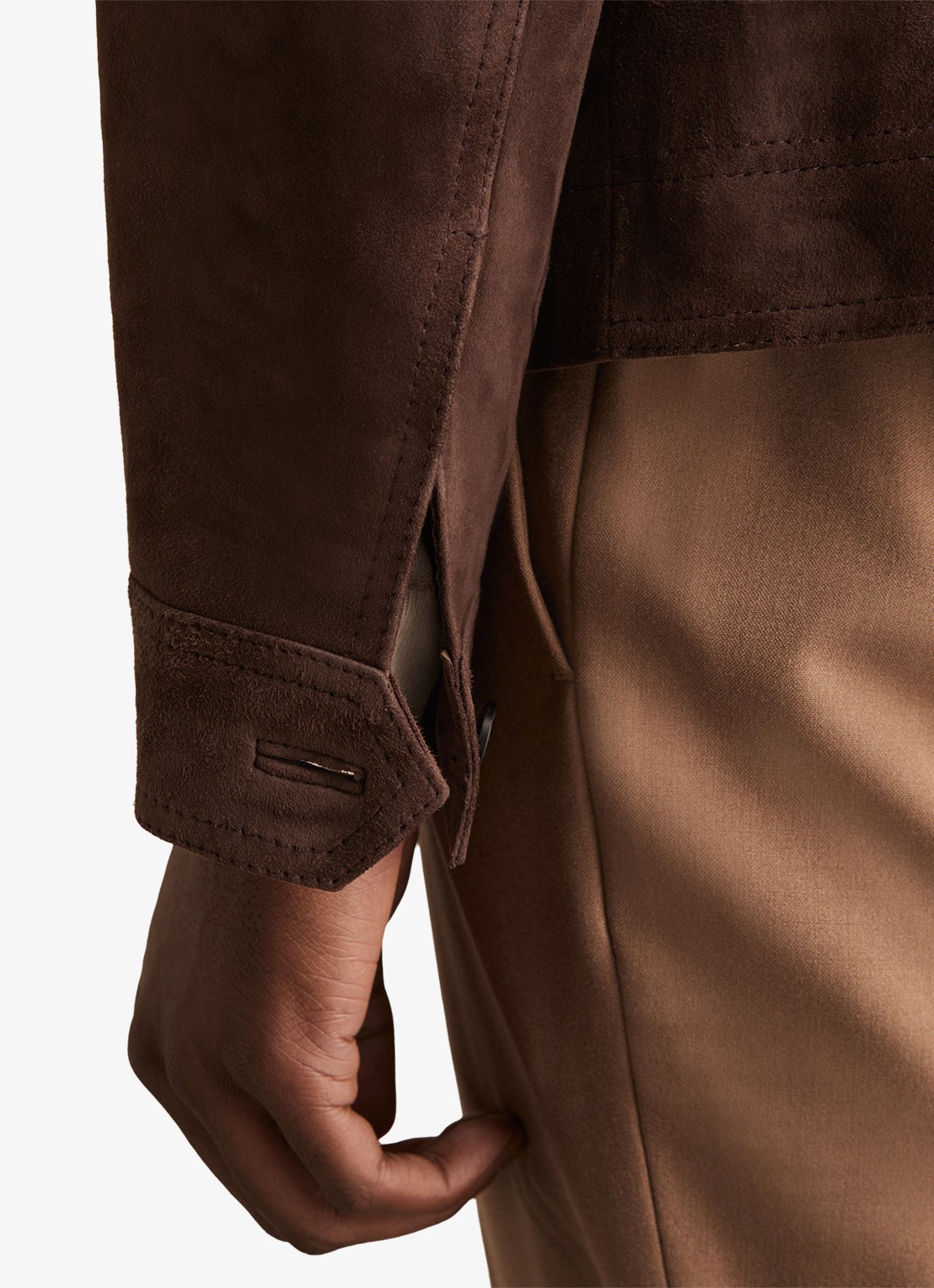 Reiss Wilstead lerenjas van suède - detail 5 chocoladebruin