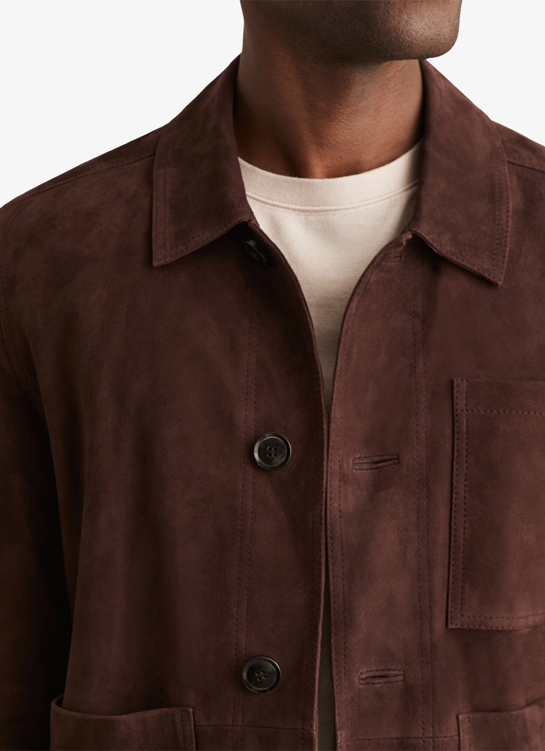 Reiss Wilstead lerenjas van suède - detail 6 chocoladebruin