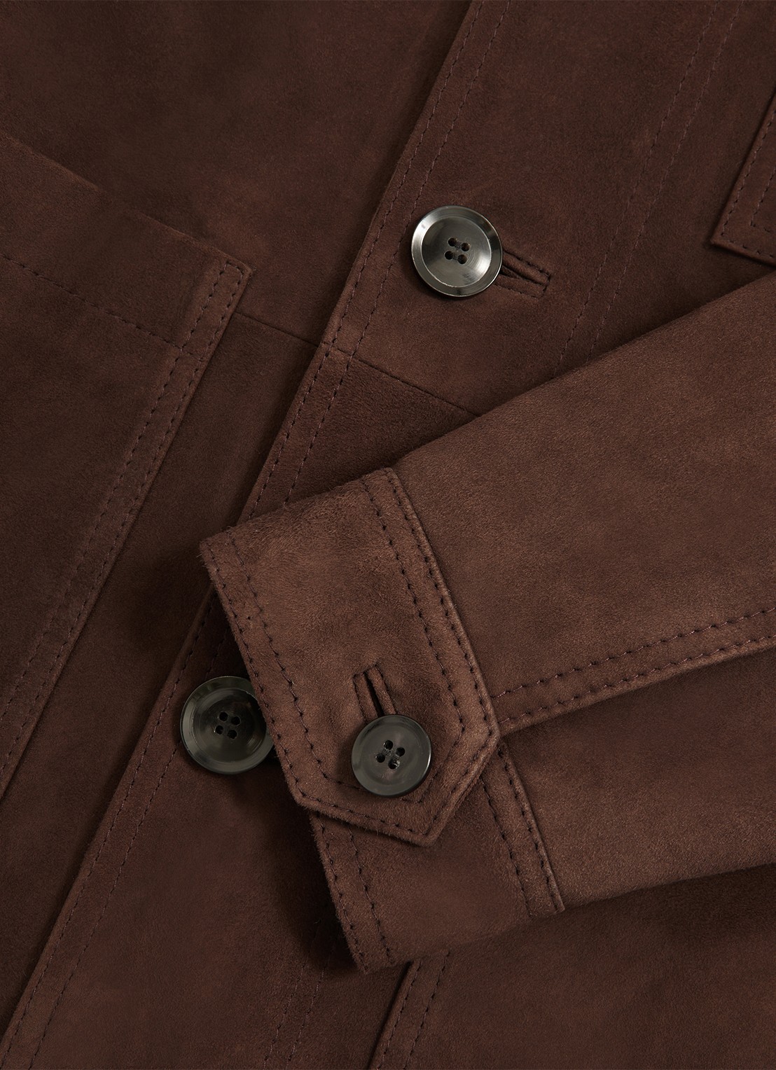 Reiss Wilstead lerenjas van suède - detail 7 chocoladebruin