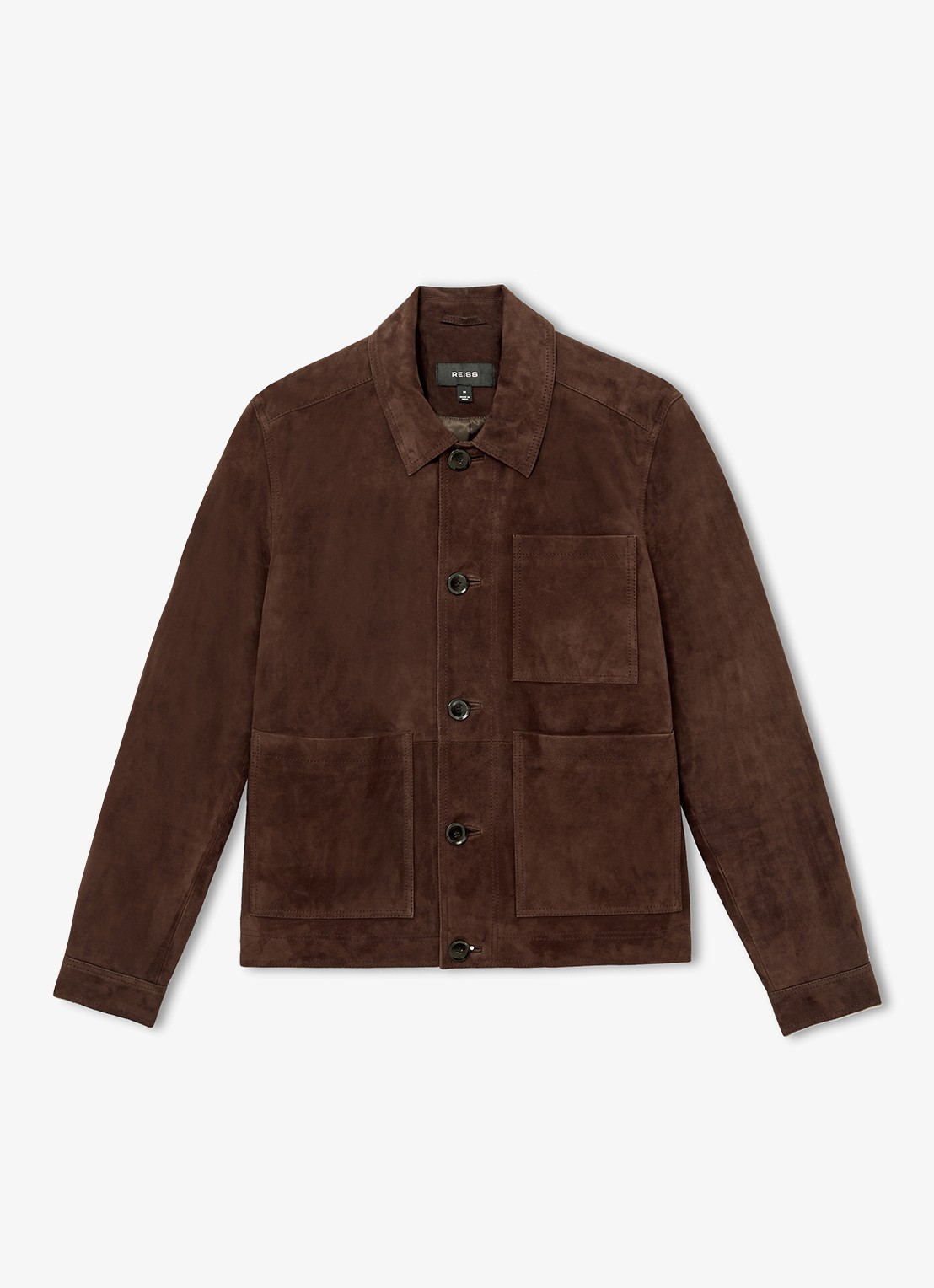 Reiss Wilstead lerenjas van suède - voorkant 2 chocoladebruin
