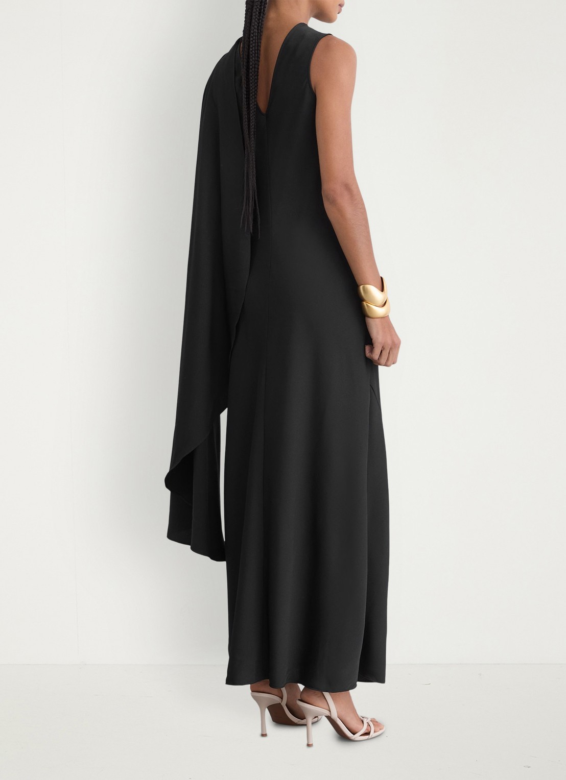 Reiss Winnie maxi jurk met cape - achterkant 3 black / zwart