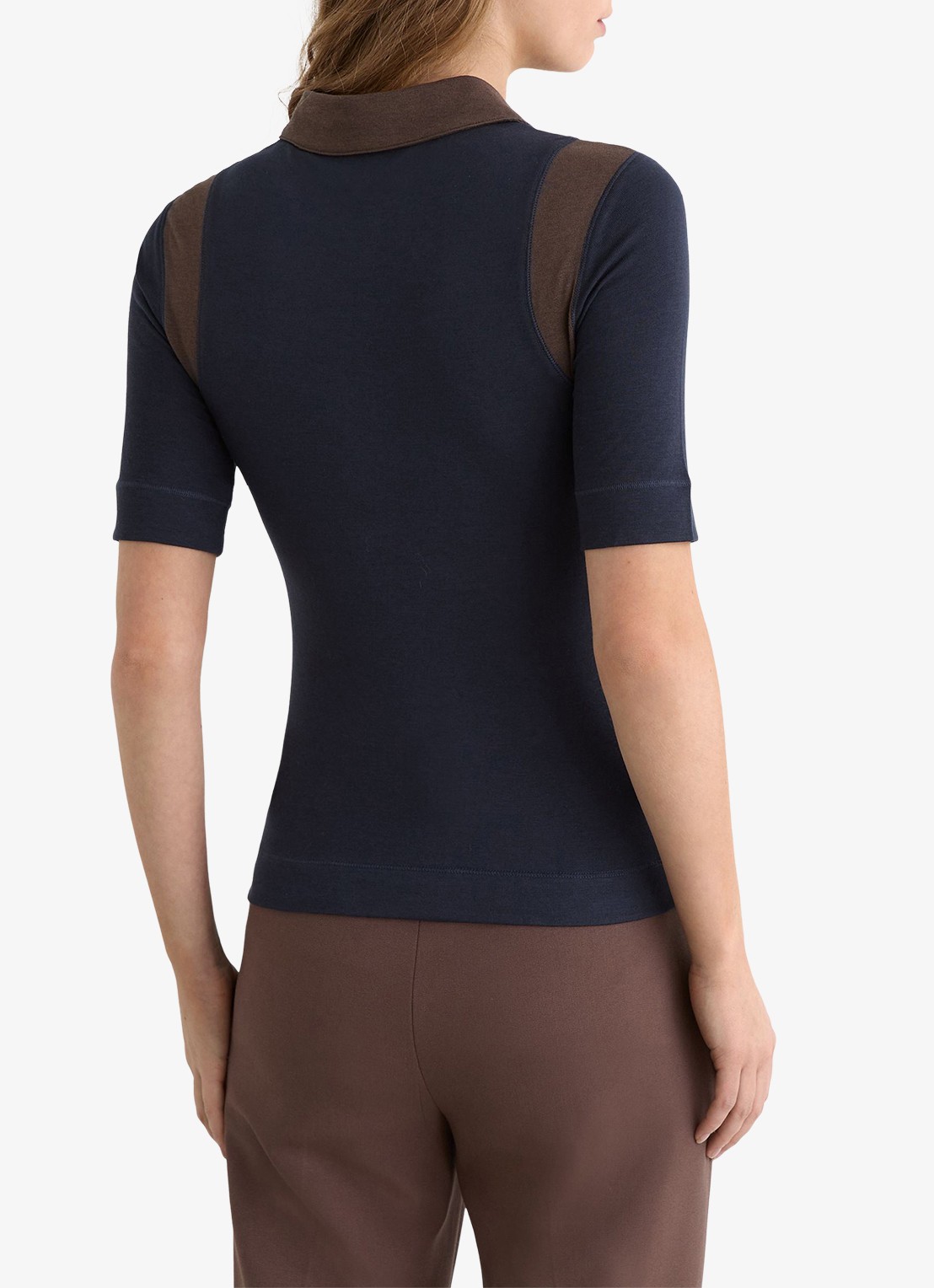 Reiss Winnie top met gestreept detail - achterkant chocoladebruin