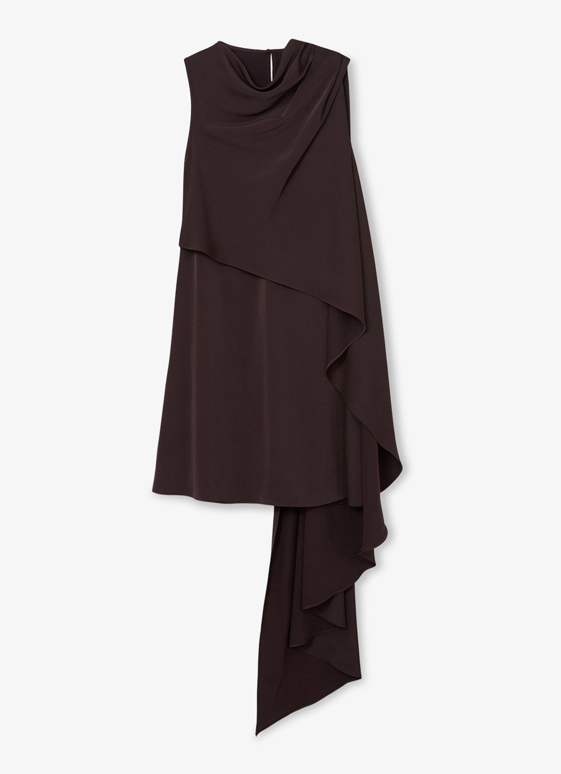 Reiss WRENLEY Drape-Detail Layered Mini Dress - voorkant 2 chocoladebruin