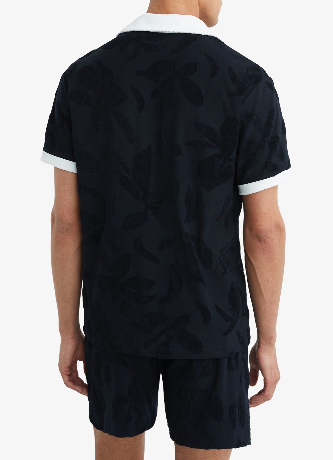 Reiss Zuma overhemd met badstof - achterkant donkerblauw