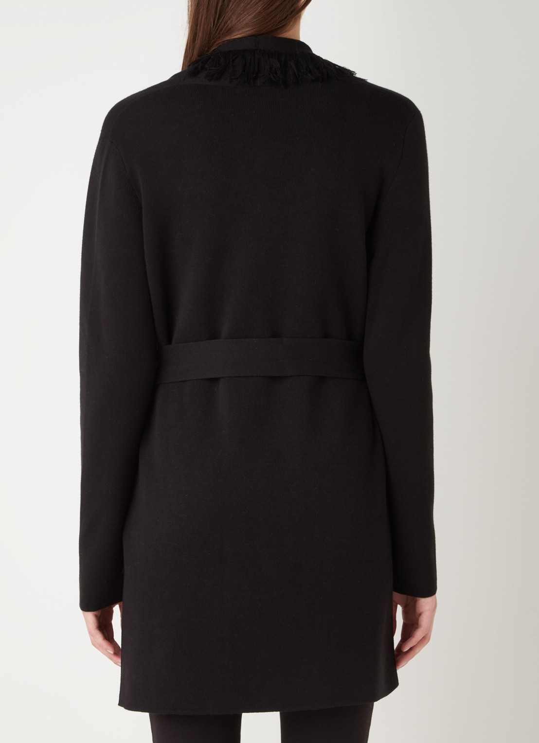 Repeat Vest met franjes en strikceintuur - achterkant 4 zwart