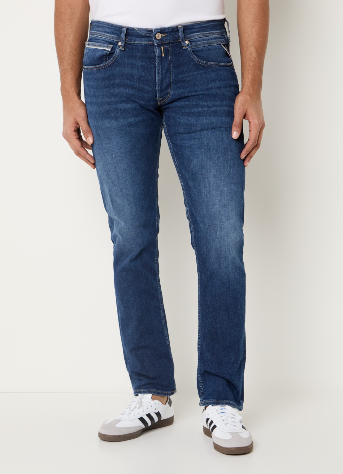 Replay 573 slim fit jeans met donkere wassing - detail 3 indigo