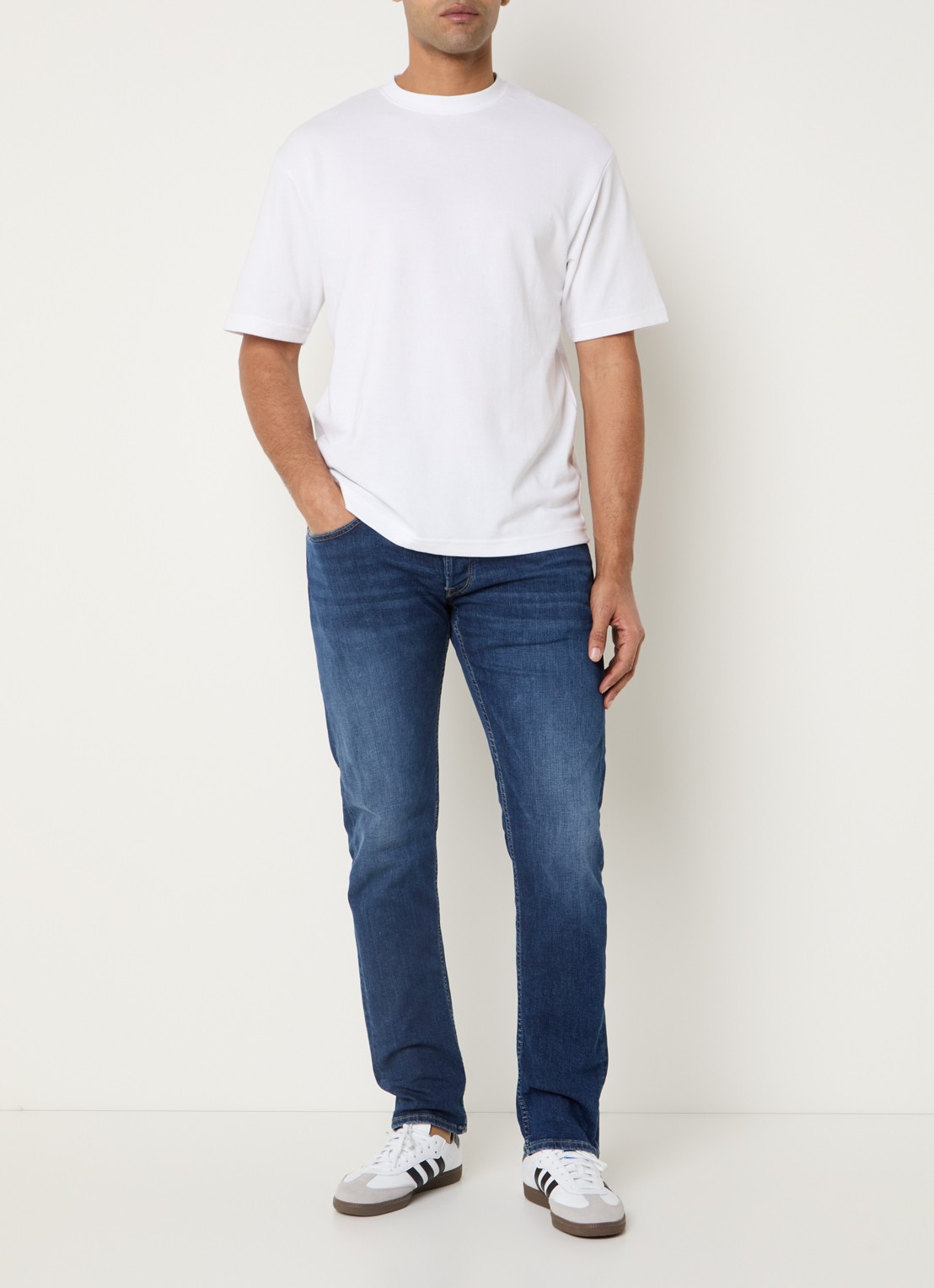 Replay 573 slim fit jeans met donkere wassing - voorkant 2 indigo