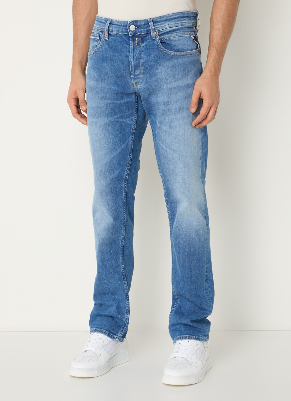 Replay 574 straight leg jeans met medium wassing - detail 4 indigo